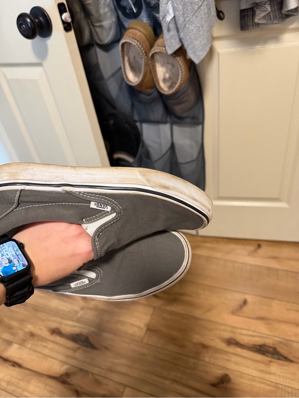Vans Slip-On Sneakers in Gray and White - Picture 3 of 4